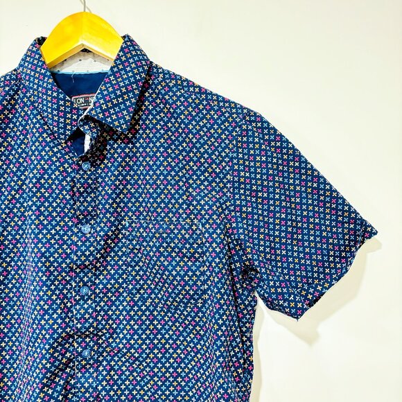 LON NYC | Navy multicolour floral short-sleeve shirt | Medium * - Picture 4 of 6